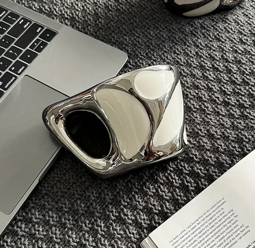 silvery coffe cup